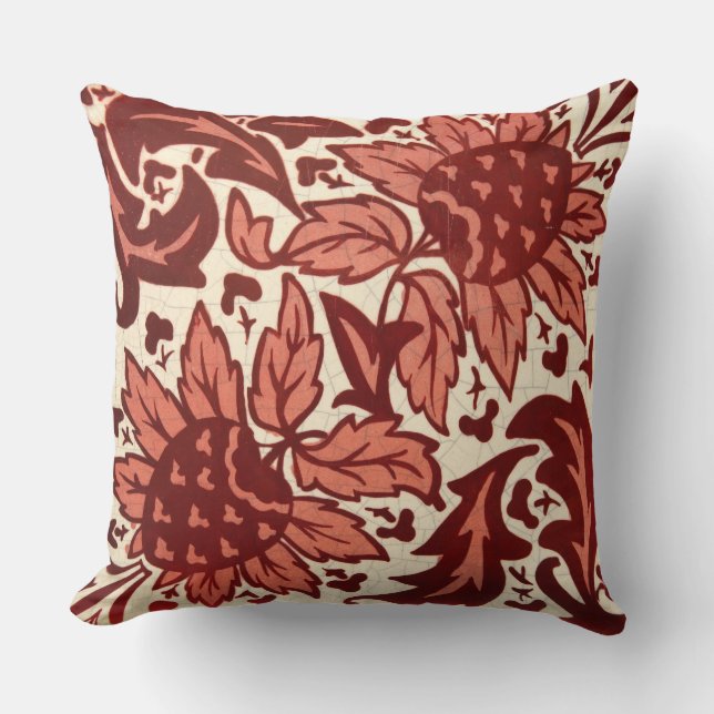 Red Flowers and Fruit Antique Pattern Cushion (Front)