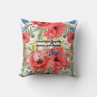 Red Flowers and Quote Throw Pillow