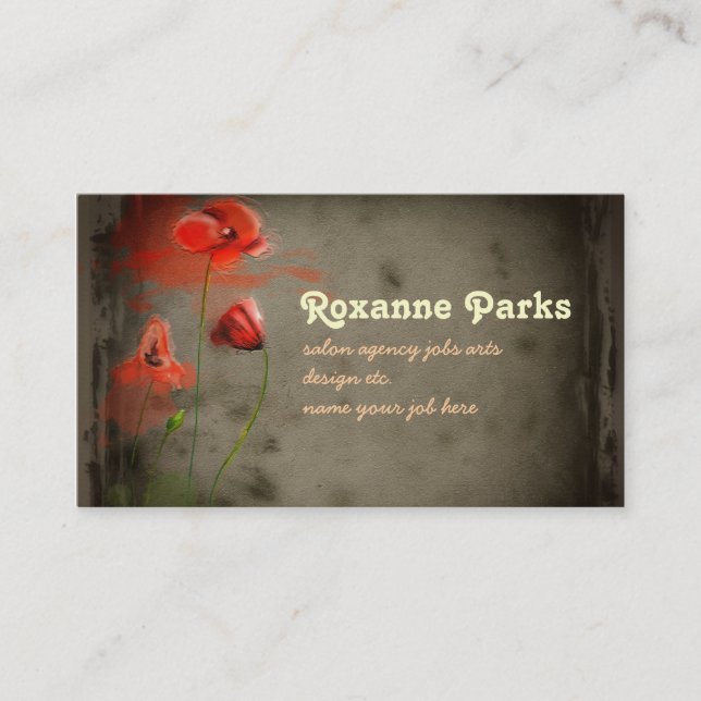 red flowers art business card (Front)