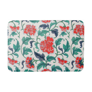 Red flowers bath mat