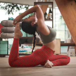 Red Flowers Bold Elegant Pattern Floral Hype Leggings