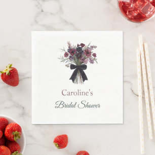 Red Flowers Bridal Shower Napkin