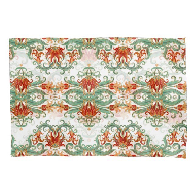 Red Flowers Chinese Style Ornamental Pillowcase (Front)