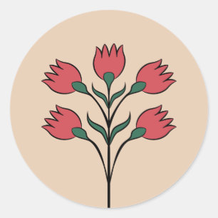 Red Flowers Classic Round Sticker