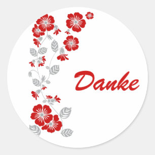 red flowers classic round sticker