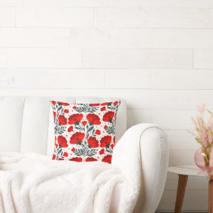 Red flowers cushion