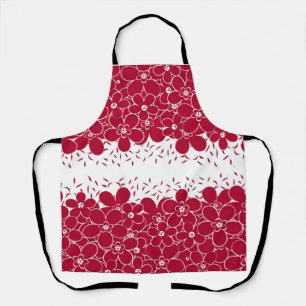 Red flowers daisies on white background apron