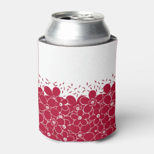 Red flowers daisies on white background can cooler