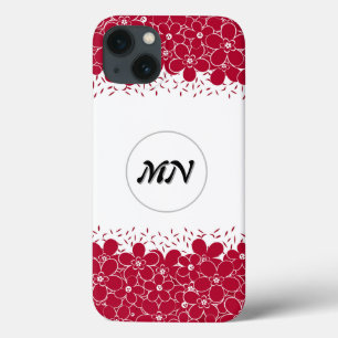 Red flowers daisies on white background iPhone 13 case