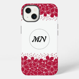 Red flowers daisies on white background iPhone 13 case