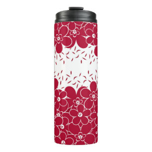 Red flowers daisies on white background thermal tumbler