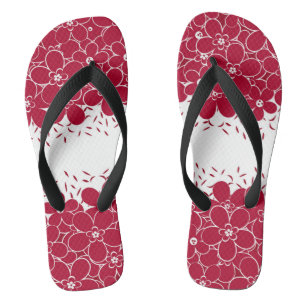 Red flowers daisies on white background thongs