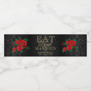 Red Flowers - Eat, Drink and Be Married Water Bottle Label