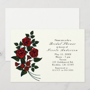 Red Flowers Elegant Bridal Shower Invitations