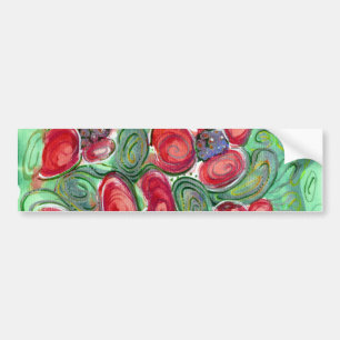 Red Flowers Fantasy Bumper Sticker