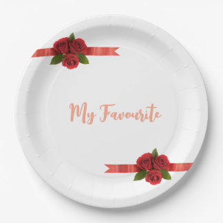 Red Flowers Favourite Paper Plate