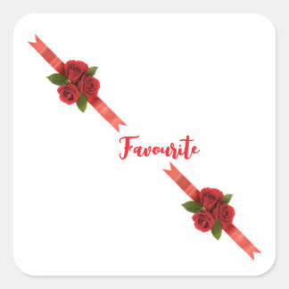 Red Flowers Favourite Square Sticker