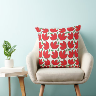 Red Flowers Floral Pattern   Cushion