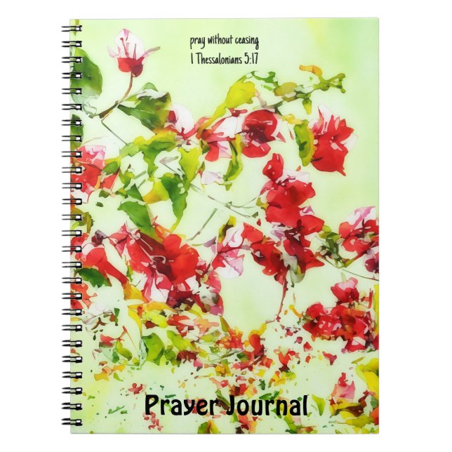 Red Flowers Floral Prayer Journal Bible Verse (Front)