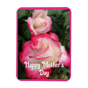 Red Flowers Floral Rose Roses Mothers Day Card Magnet