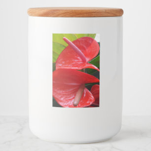 Red Flowers Food Container Label