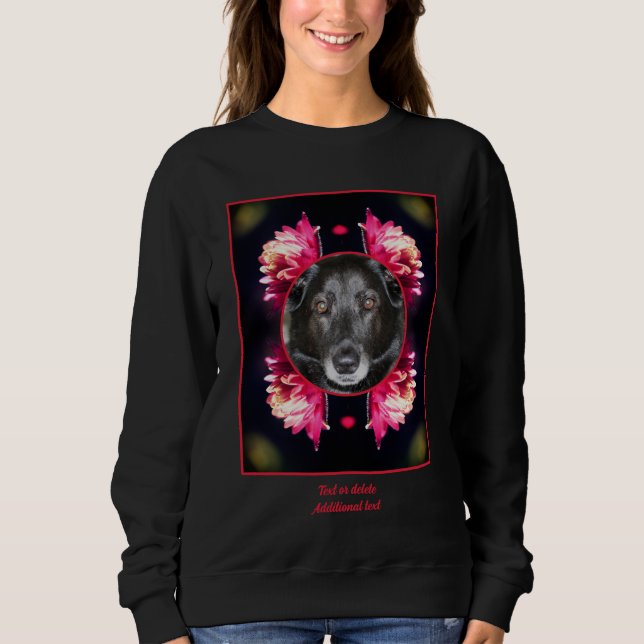 Red Flowers Frame Create Your Own Pet Photo Sweatshirt (Front)