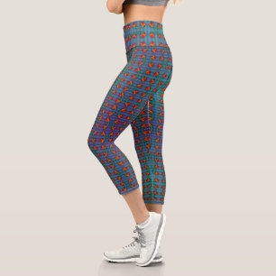Red Flowers got the Blues Capri Leggings