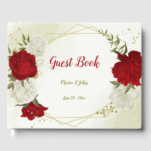 red flowers green leaves  guest book