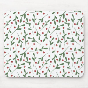Red flowers, Green leaves pattern Mouse Pad