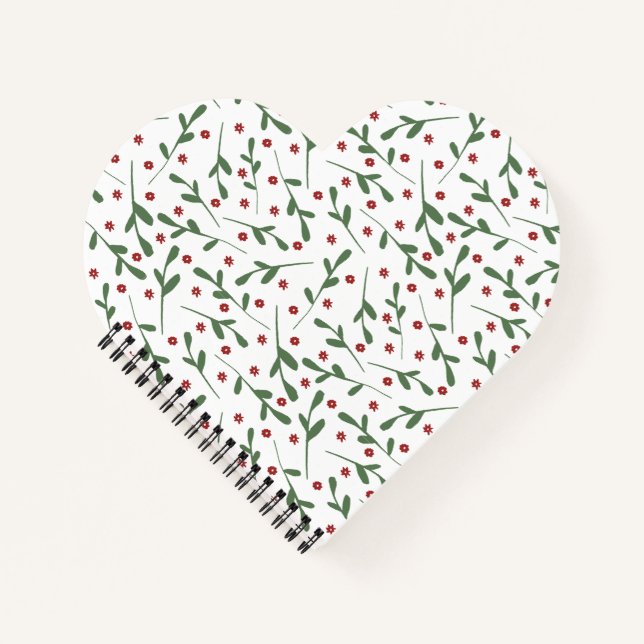 Red flowers, Green leaves pattern Notebook (Front)