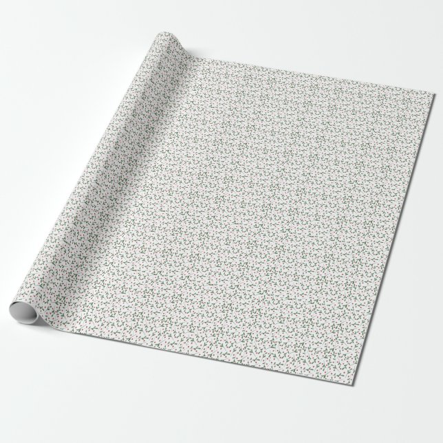 Red flowers, Green leaves pattern Wrapping Paper (Unrolled)