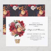 Red Flowers Hot Air Balloon Wedding Shower