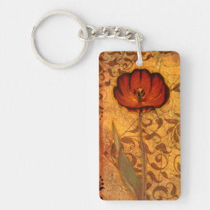 Red Flowers I Key Ring