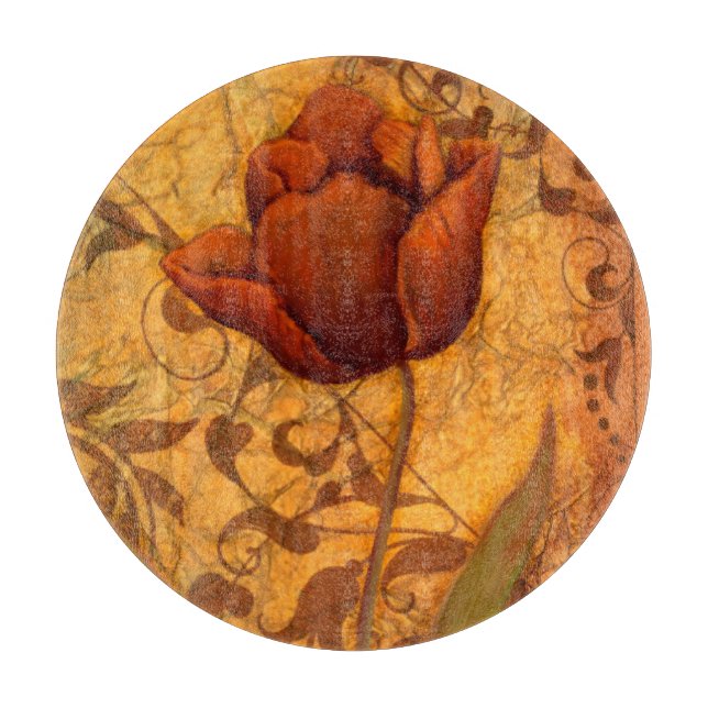 Red Flowers II Cutting Board (Front)