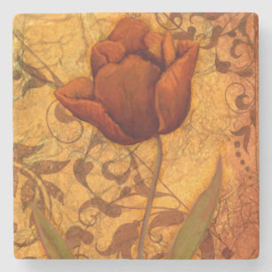 Red Flowers II Stone Coaster