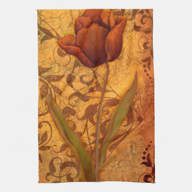 Red Flowers II Tea Towel (Vertical)