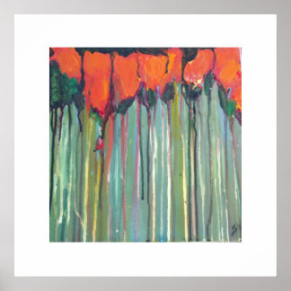 Red flowers in tall grass poster