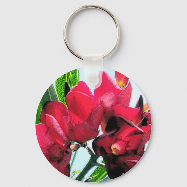 Red Flowers Key Ring (Front)