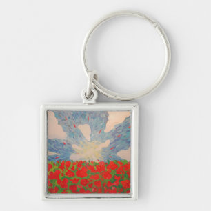 Red Flowers Key Ring