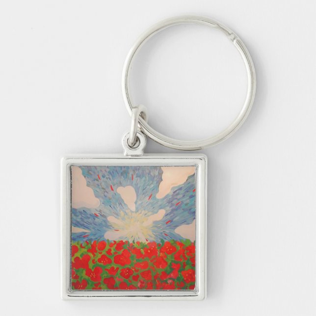 Red Flowers Key Ring (Front)