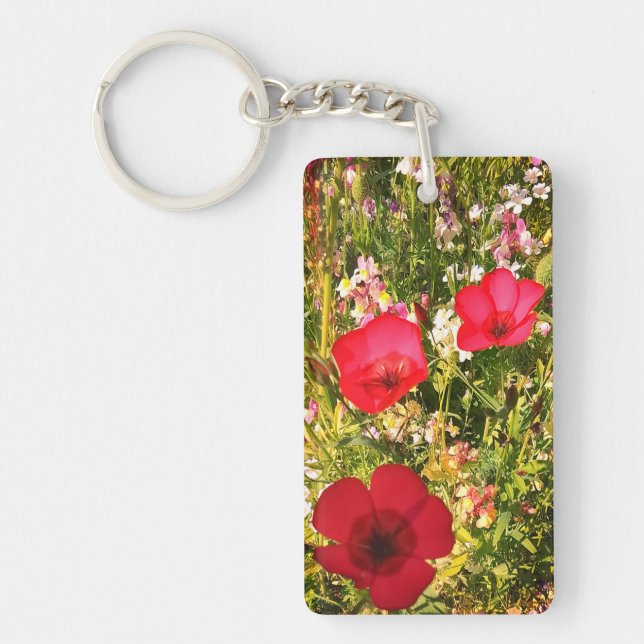 Red flowers key ring (Front)