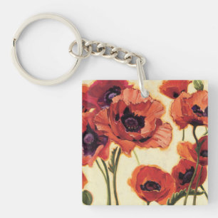 Red Flowers Key Ring