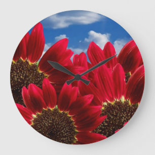 red flowers large clock
