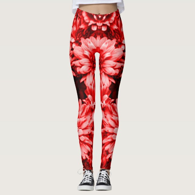 Red Flowers Leggings (Front)