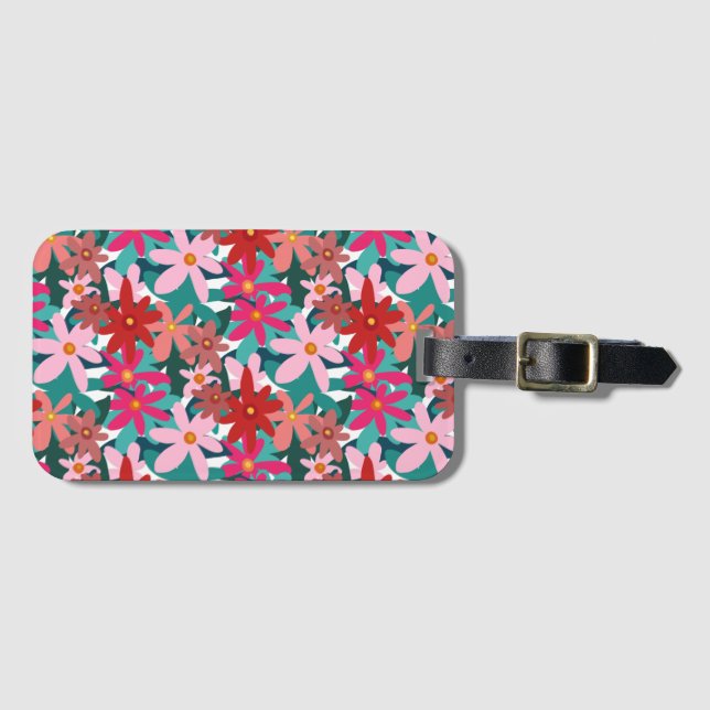 RED FLOWERS LUGGAGE TAG (Front Horizontal)