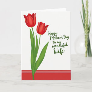 Red Flowers Mothers Day Wish Card
