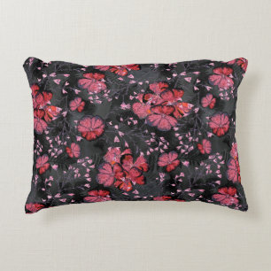 Red flowers on a black-grey background. decorative cushion