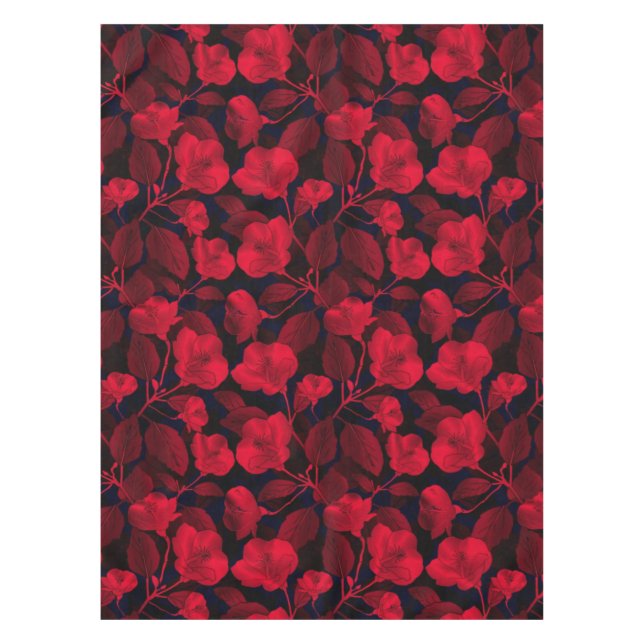 Red Flowers On Black Tablecloth (Front)