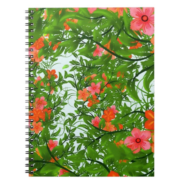 Red Flowers on Green Art Notebook (Front)