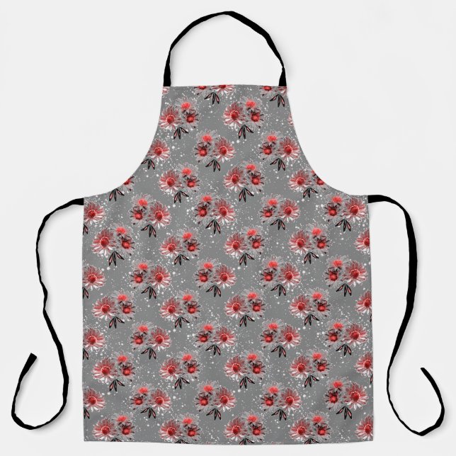 Red flowers on grey apron (Front)